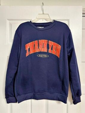 Morgan Wallen Thank Yew Crewneck Graphic Sweatshirt in Blue & Orange Like New